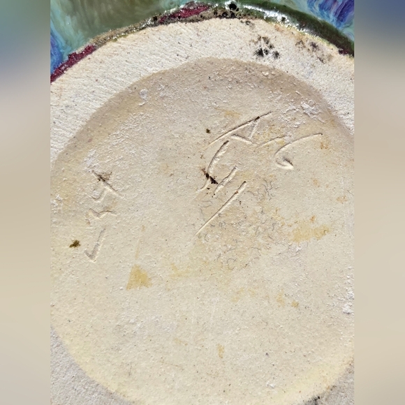 Pottery Vase Egg Shape Multicolor Glazed Timeless Beauty Drip Brown Over Blue - Picture 7 of 11